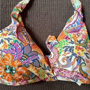 Lauren Ralph Lauren Halter Bikini Top Women's Colorful Summer Size